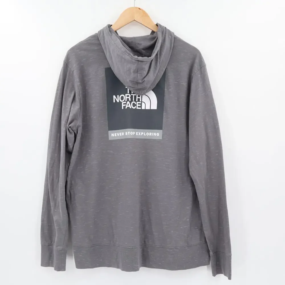 The North Face Men's Full Zip Large Logo Grey Hoodie Sz L